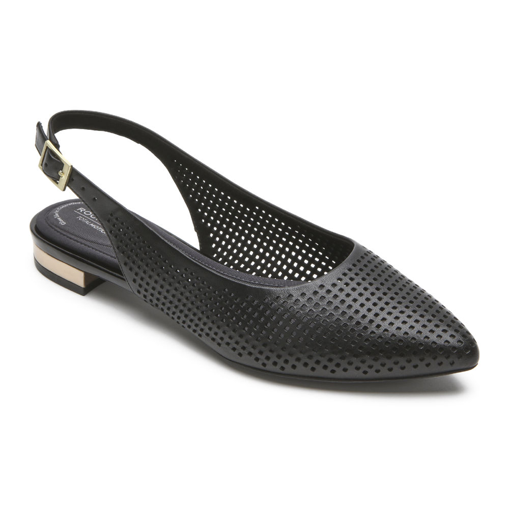 Rockport Singapore Womens Flats - Total Motion Adelyn Slingback Black - LH4139580